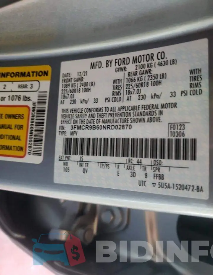 3FMCR9B60NRD02870 Photo# 10