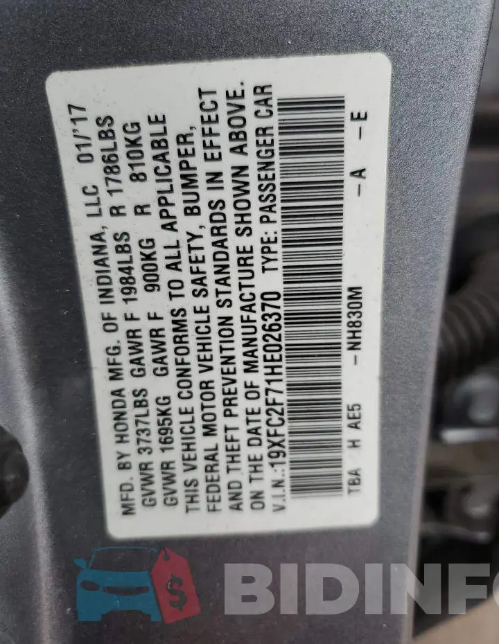 19XFC2F71HE026370 Photo# 10