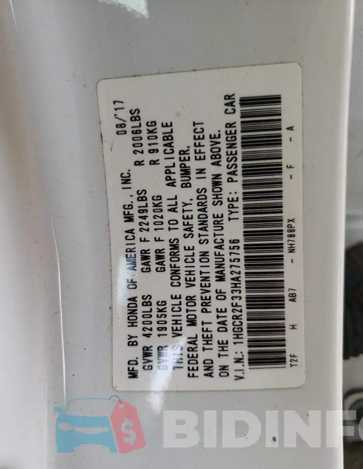 1HGCR2F33HA275756 Photo# 10