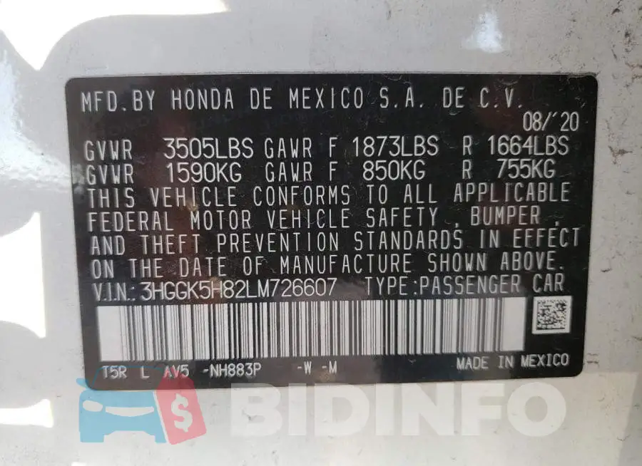 3HGGK5H82LM726607 Photo# 10