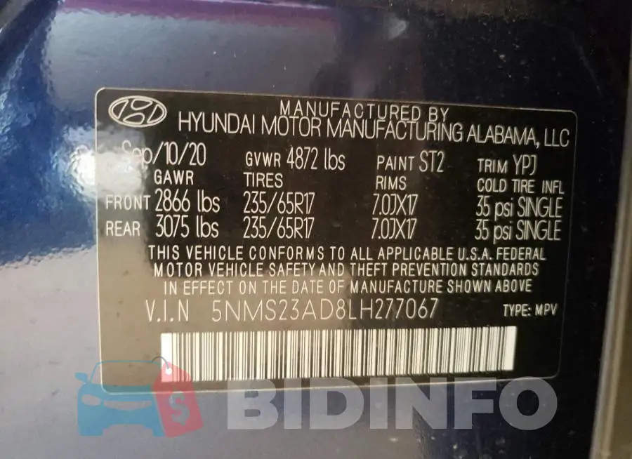 5NMS23AD8LH277067 Photo# 10