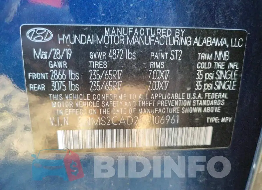 5NMS2CAD2KH106961 Photo# 10