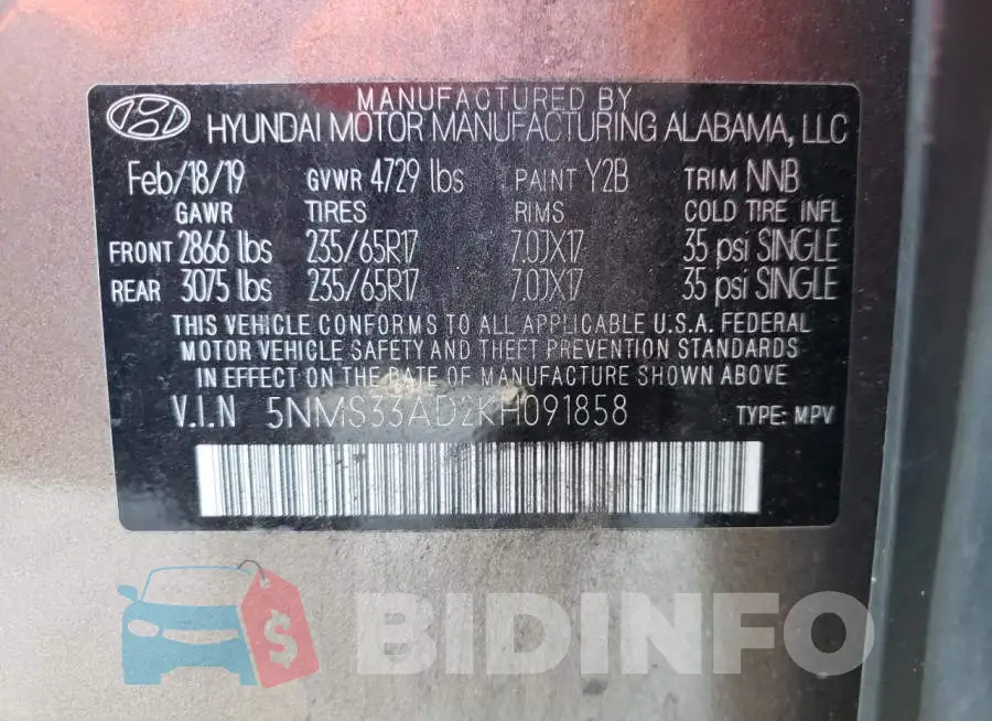 5NMS33AD2KH091858 Photo# 10