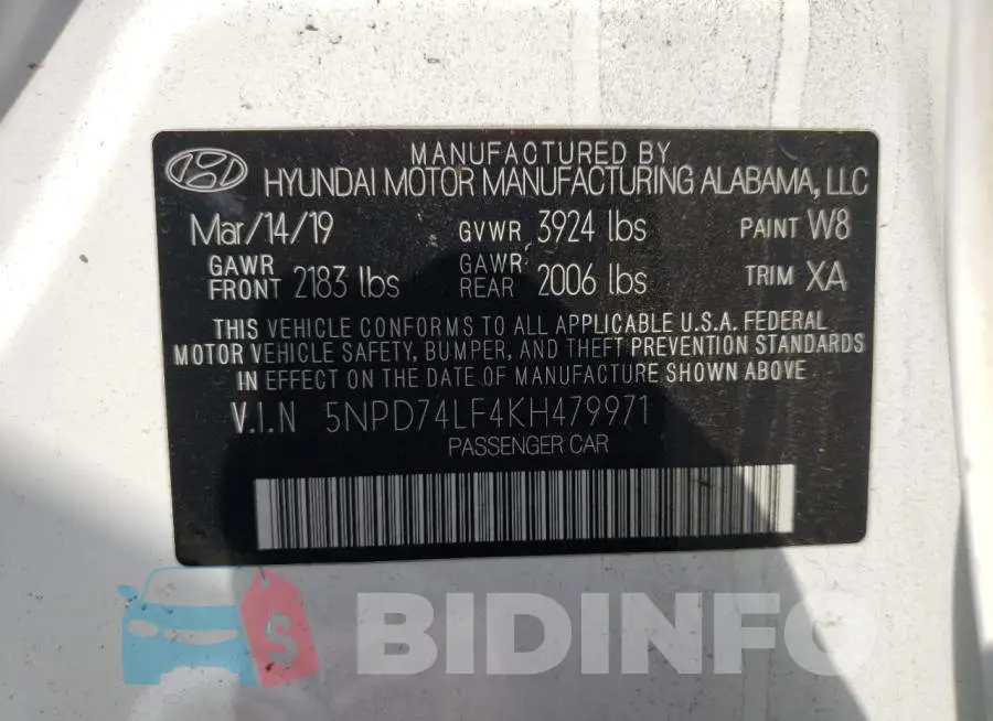 5NPD74LF4KH479971 Photo# 10