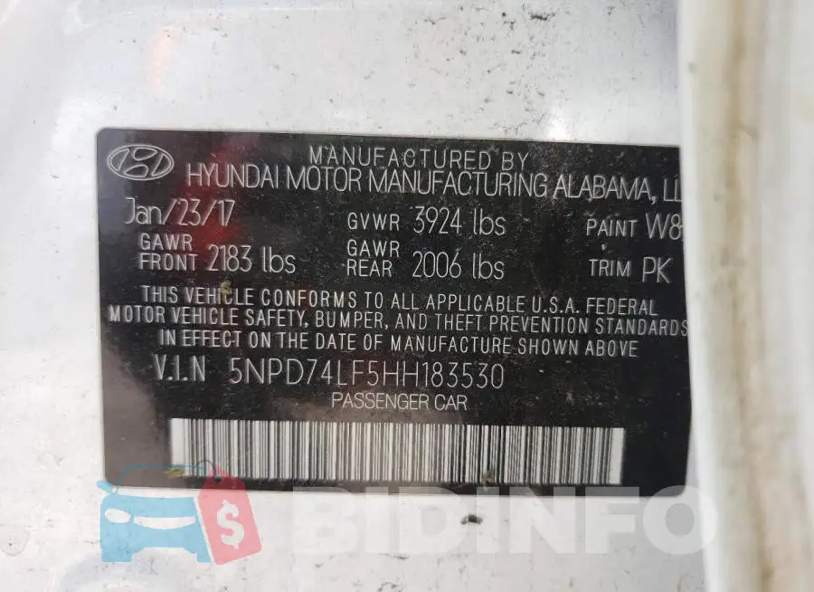 5NPD74LF5HH183530 Photo# 10