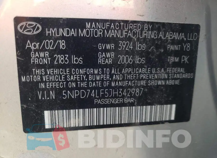 5NPD74LF5JH342987 Photo# 10