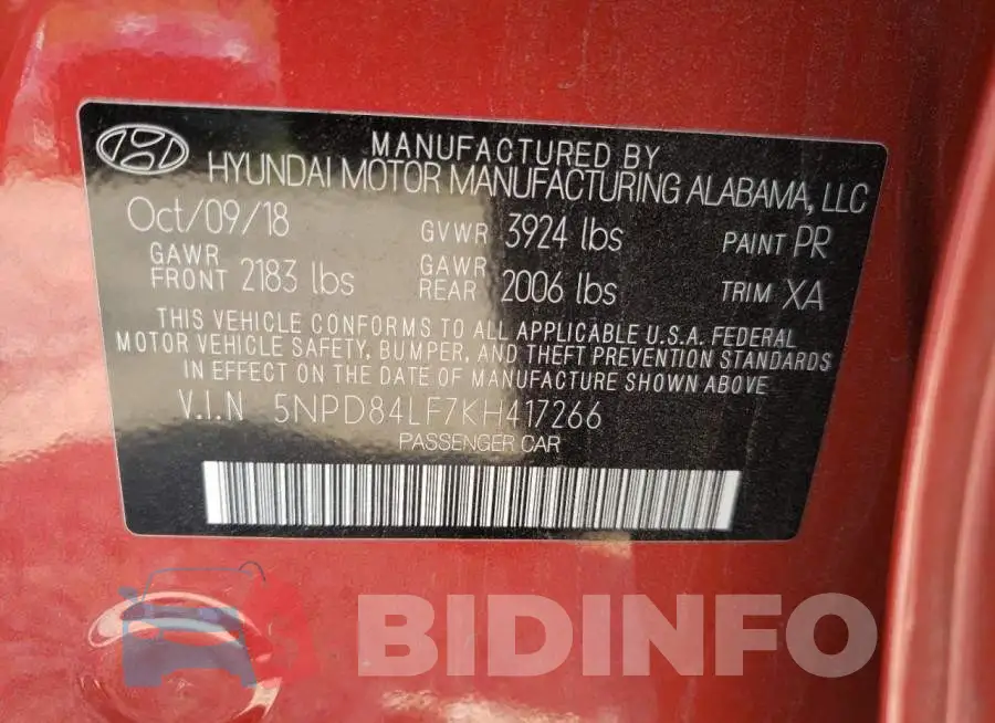 5NPD84LF7KH417266 Photo# 10