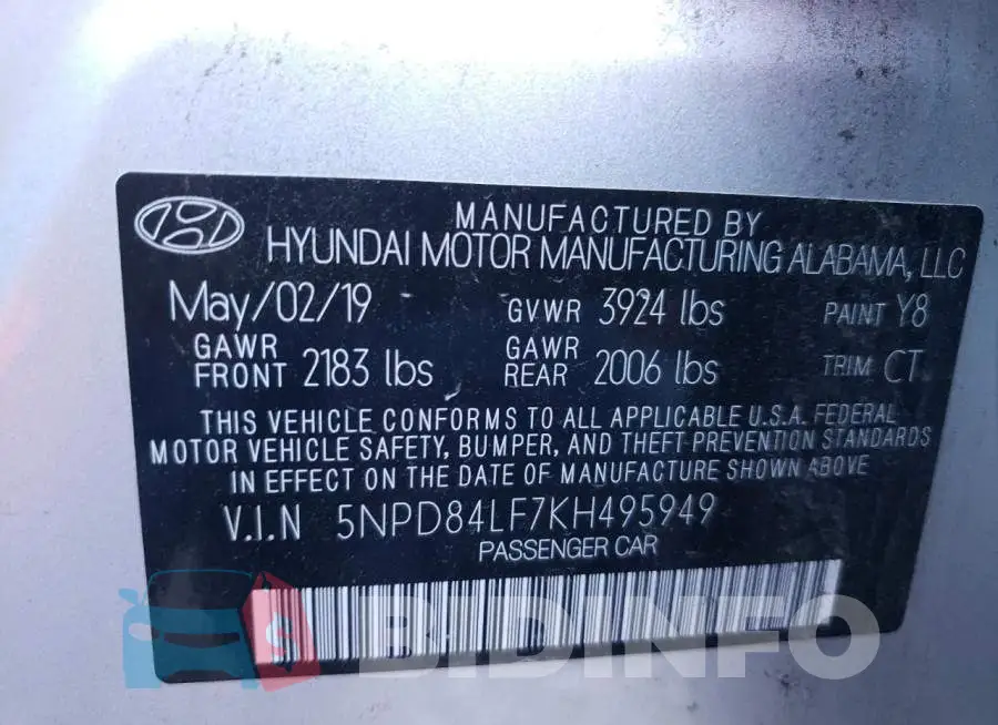 5NPD84LF7KH495949 Photo# 10