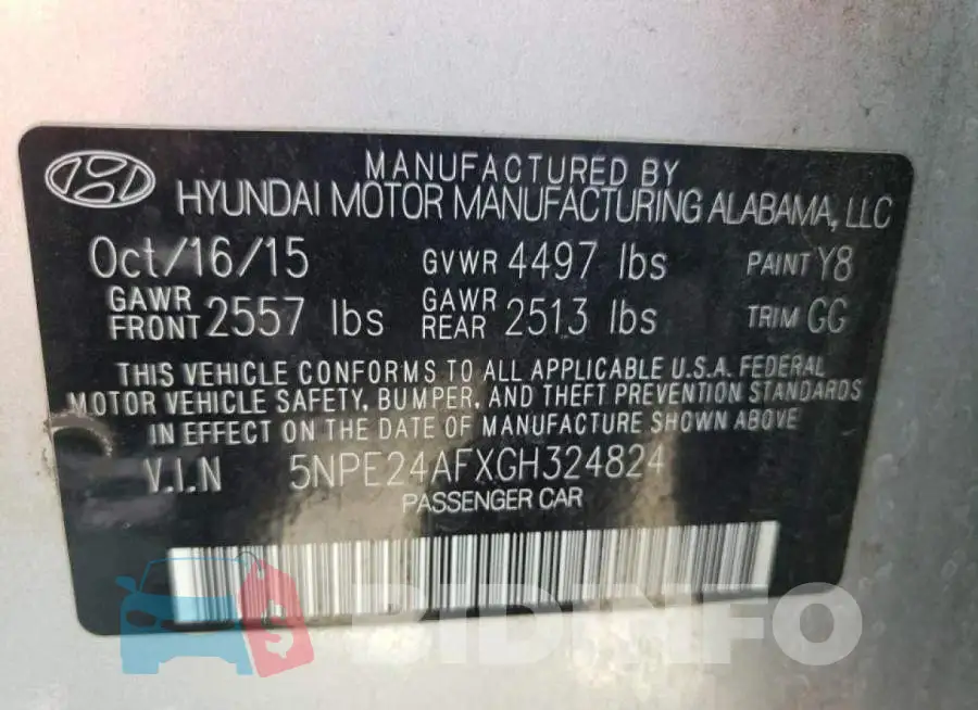 5NPE24AFXGH324824 Photo# 10