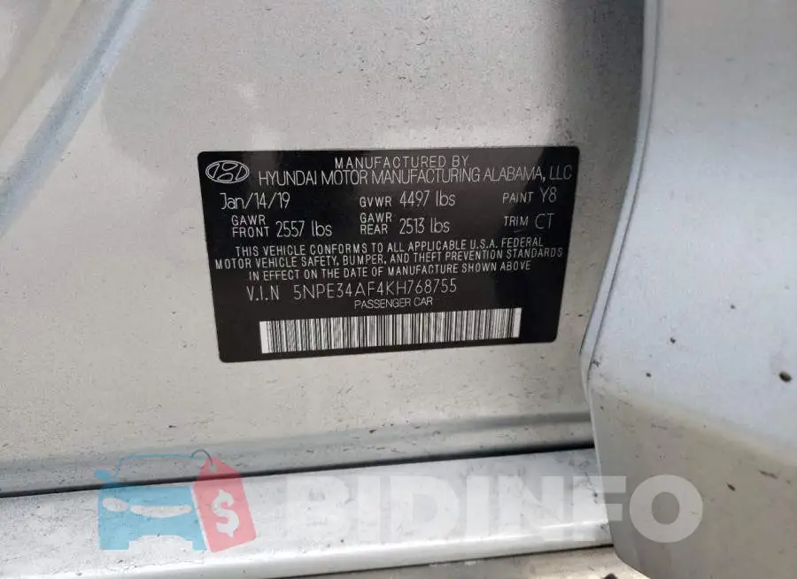5NPE34AF4KH768755 Photo# 10