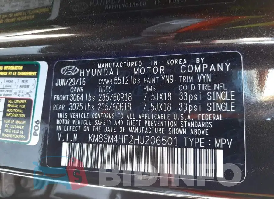 KM8SM4HF2HU206501 Photo# 10