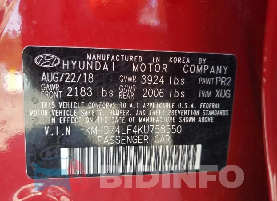 KMHD74LF4KU758550 Photo# 10