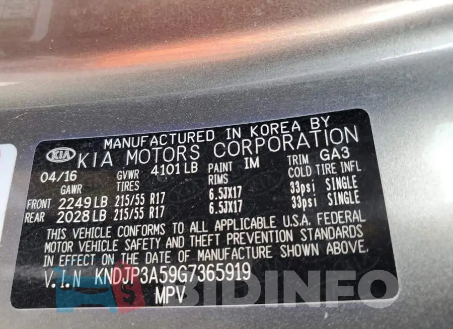 KNDJP3A59G7365919 Photo# 10
