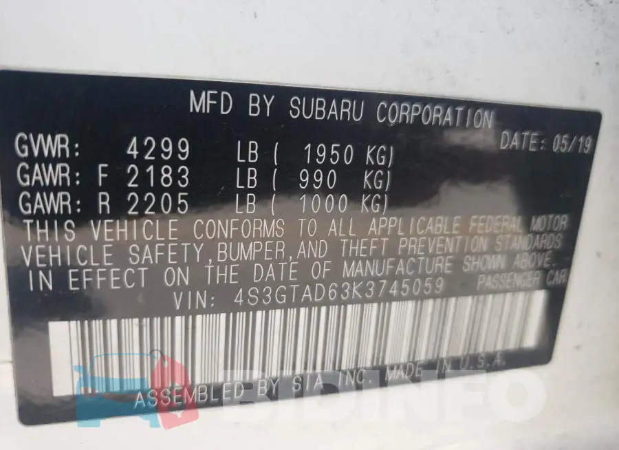 4S3GTAD63K3745059 Photo# 10