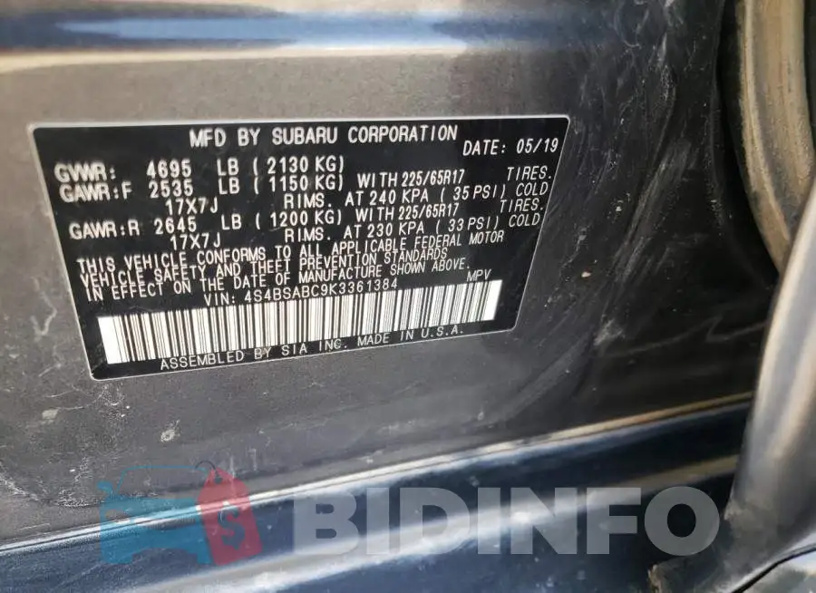4S4BSABC9K3361384 Photo# 10