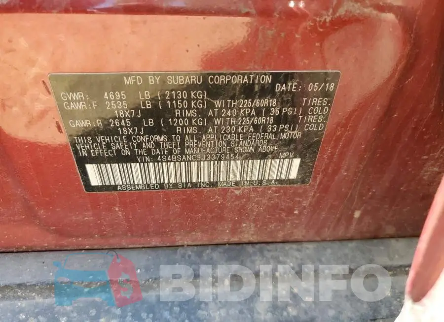 4S4BSANC3J3379454 Photo# 10