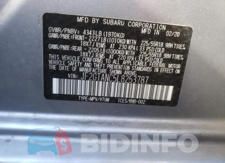 JF2GTANC5L8253787 Photo# 10