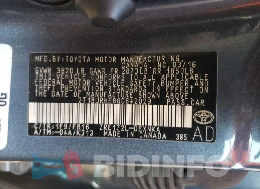 2T1BURHE8GC642029 Photo# 10