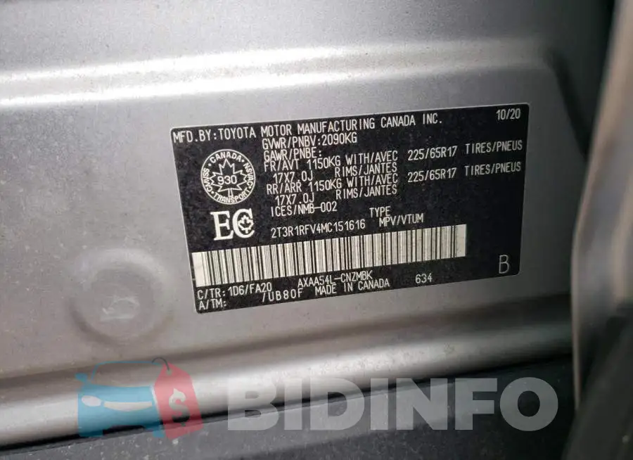 2T3R1RFV4MC151616 Photo# 10