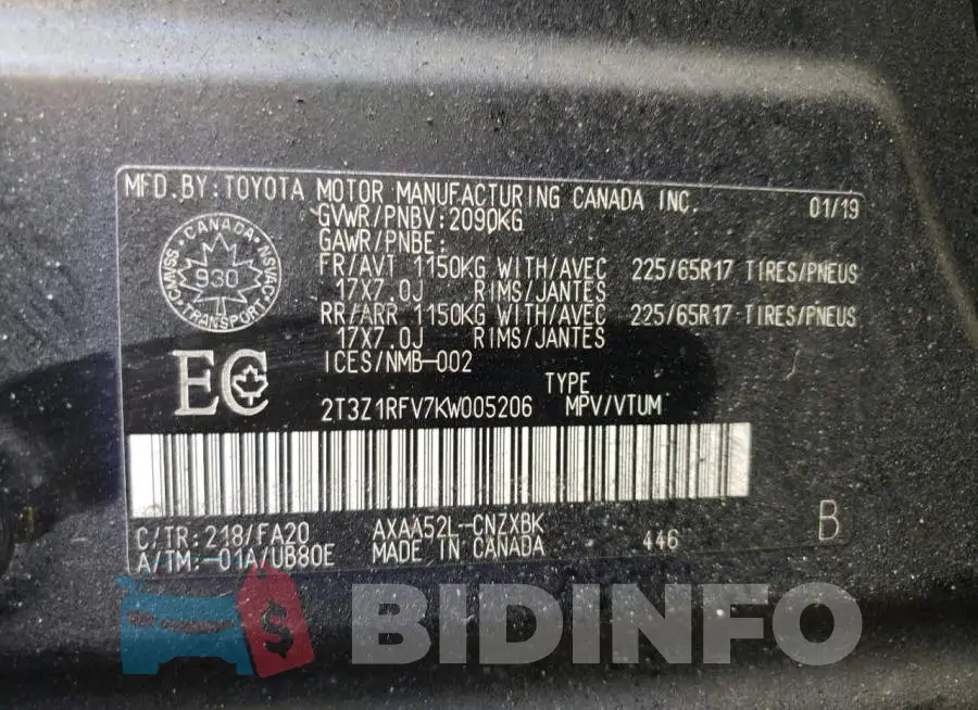 2T3Z1RFV7KW005206 Photo# 10