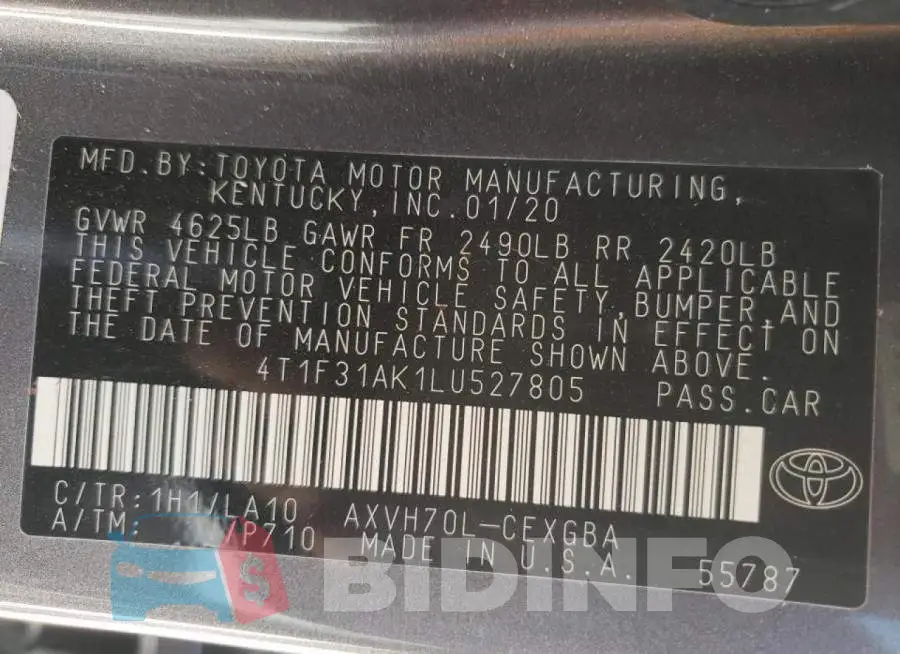 4T1F31AK1LU527805 Photo# 10