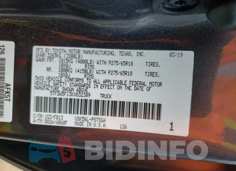 5TFDW5F13KX832309 Photo# 10
