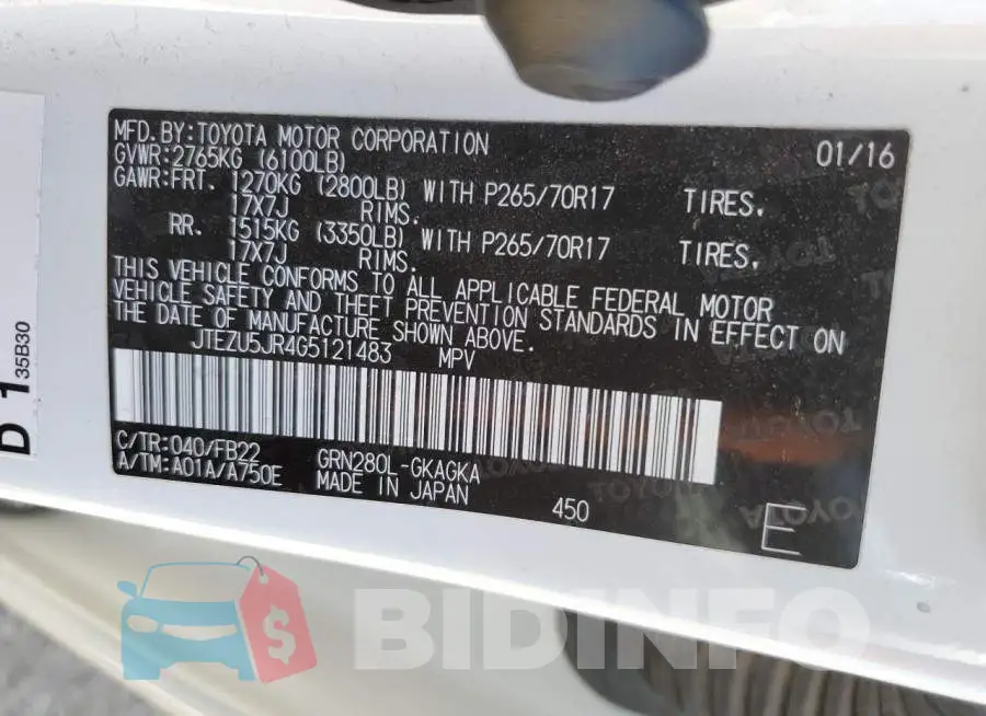 JTEZU5JR4G5121483 Photo# 10