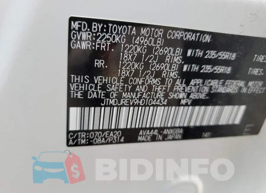 JTMDJREV9HD104434 Photo# 10