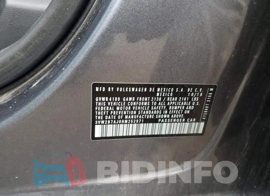 3VW2B7AJ0HM252971 Photo# 10