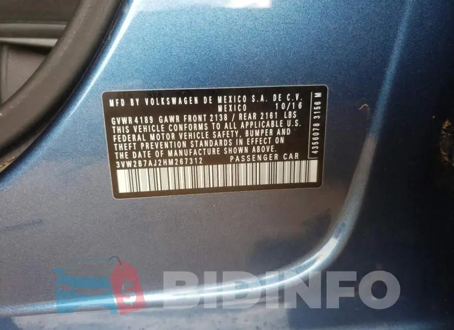 3VW2B7AJ2HM267312 Photo# 10