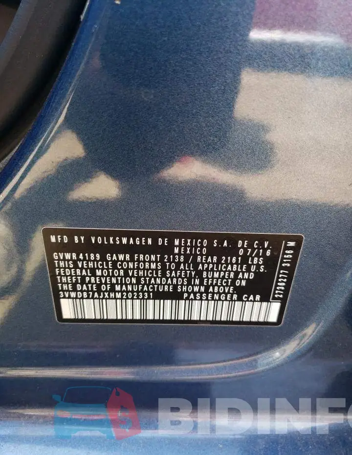 3VWDB7AJXHM202331 Photo# 10