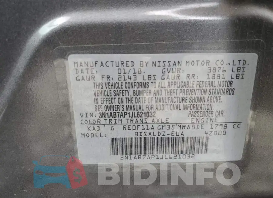 3N1AB7AP1JL621032 Photo# 10