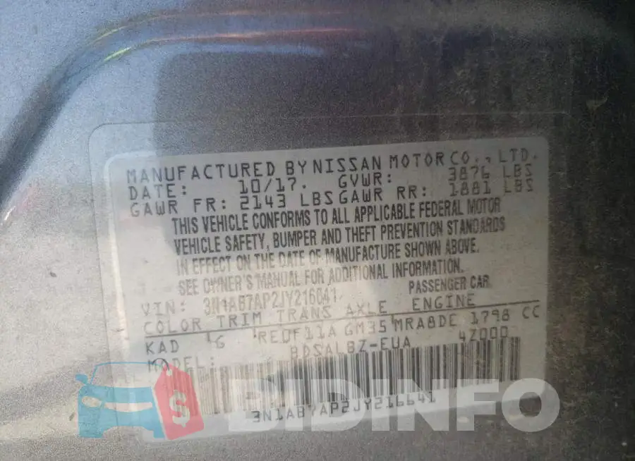 3N1AB7AP2JY216641 Photo# 10