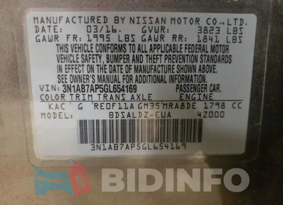 3N1AB7AP5GL654169 Photo# 10