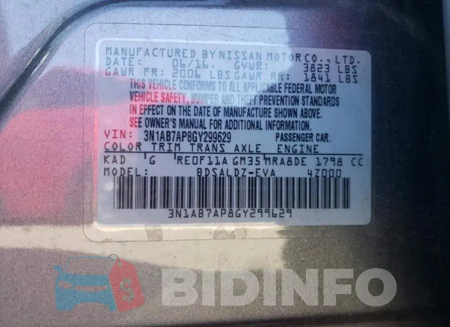 3N1AB7AP8GY299629 Photo# 10