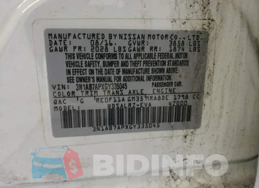 3N1AB7APXGY335045 Photo# 10