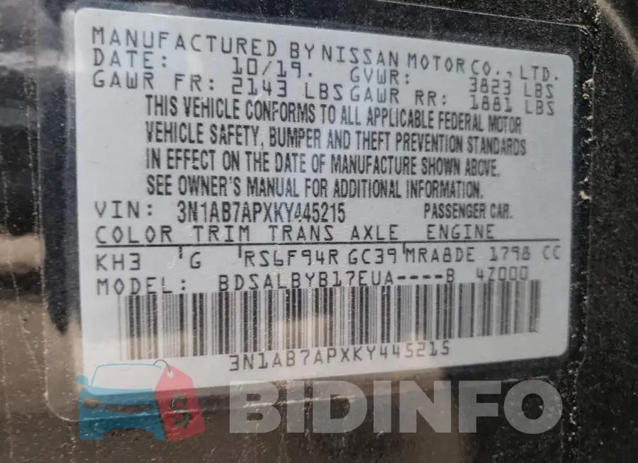 3N1AB7APXKY445215 Photo# 10
