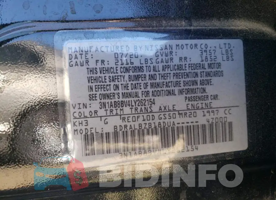 3N1AB8BV4LY262154 Photo# 10