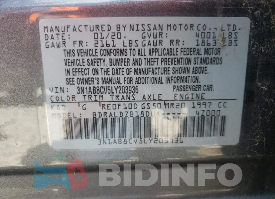 3N1AB8CV5LY203936 Photo# 10