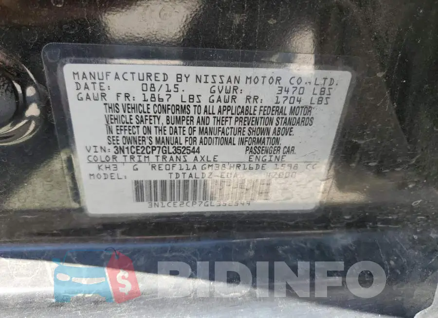 3N1CE2CP7GL352544 Photo# 10