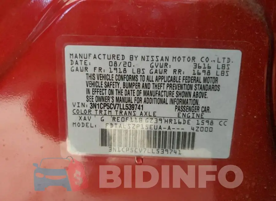 3N1CP5CV7LL539741 Photo# 10