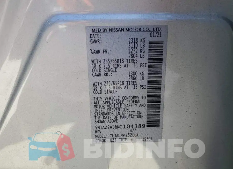 5N1AZ2AJ6MC104389 Photo# 10