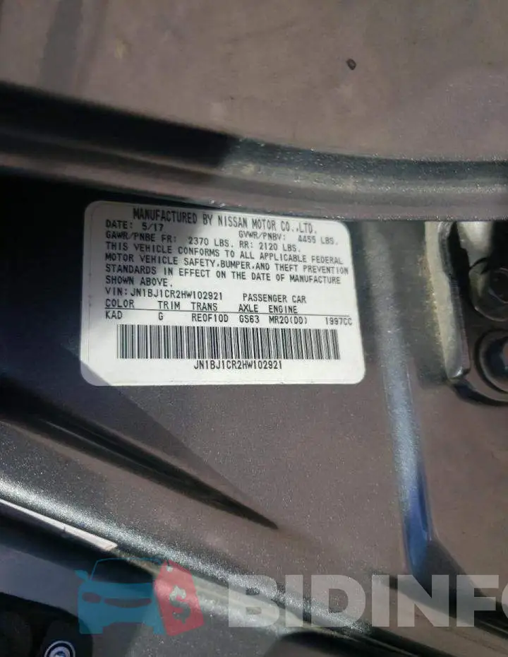 JN1BJ1CR2HW102921 Photo# 10