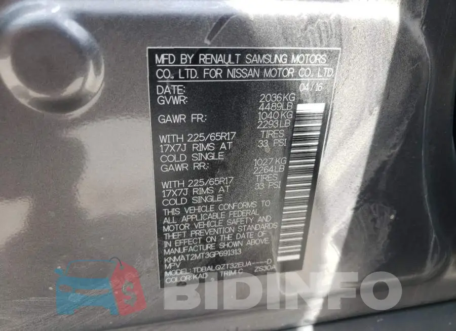 KNMAT2MT3GP691313 Photo# 10