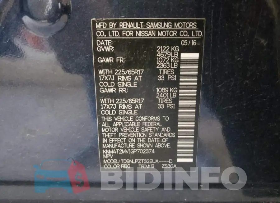 KNMAT2MV1GP702374 Photo# 10