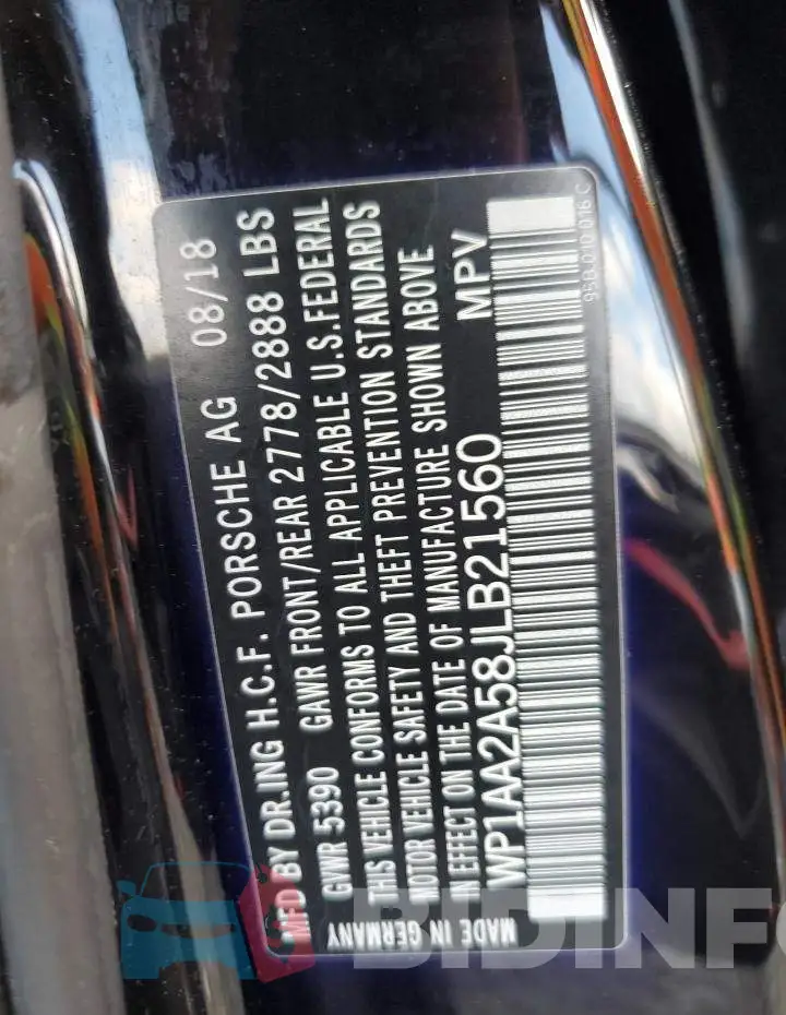 WP1AA2A58JLB21560 Photo# 10