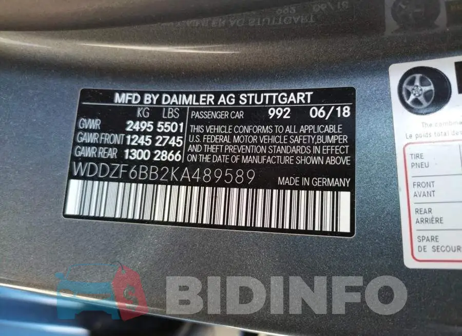 WDDZF6BB2KA489589 Photo# 10