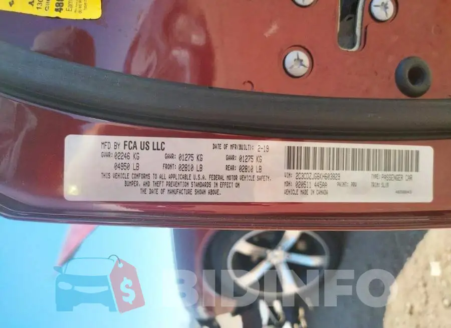 2C3CDZJG6KH603829 Photo# 10