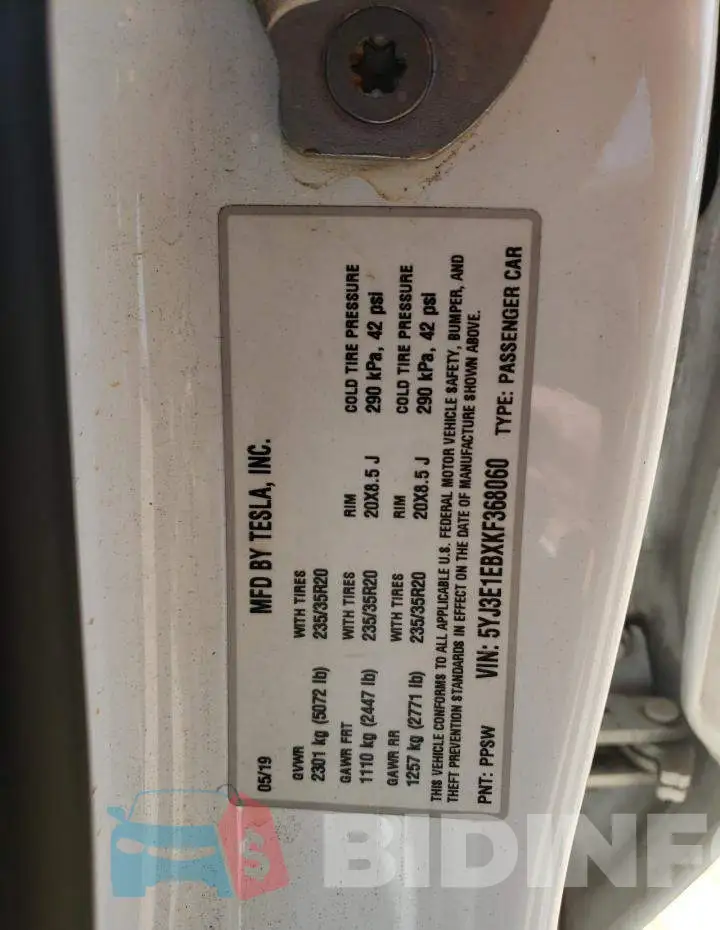 5YJ3E1EBXKF368060 Photo# 10