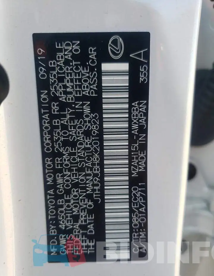 JTHU9JBH8K2019823 Photo# 10